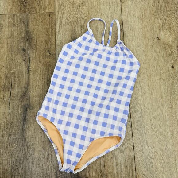 Crewcuts Other - Crewcuts Blue And White Checkered One Piece Swim Suit Girls Size 6/7